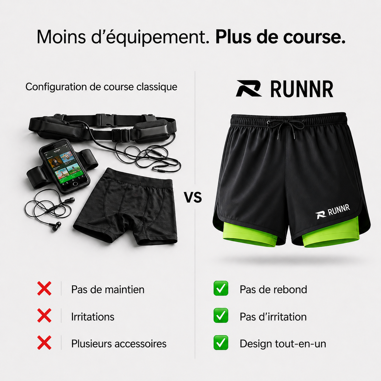 Short de course 2 en 1