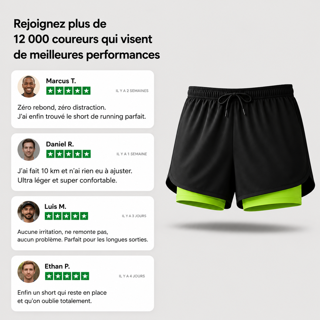 Short de course 2 en 1